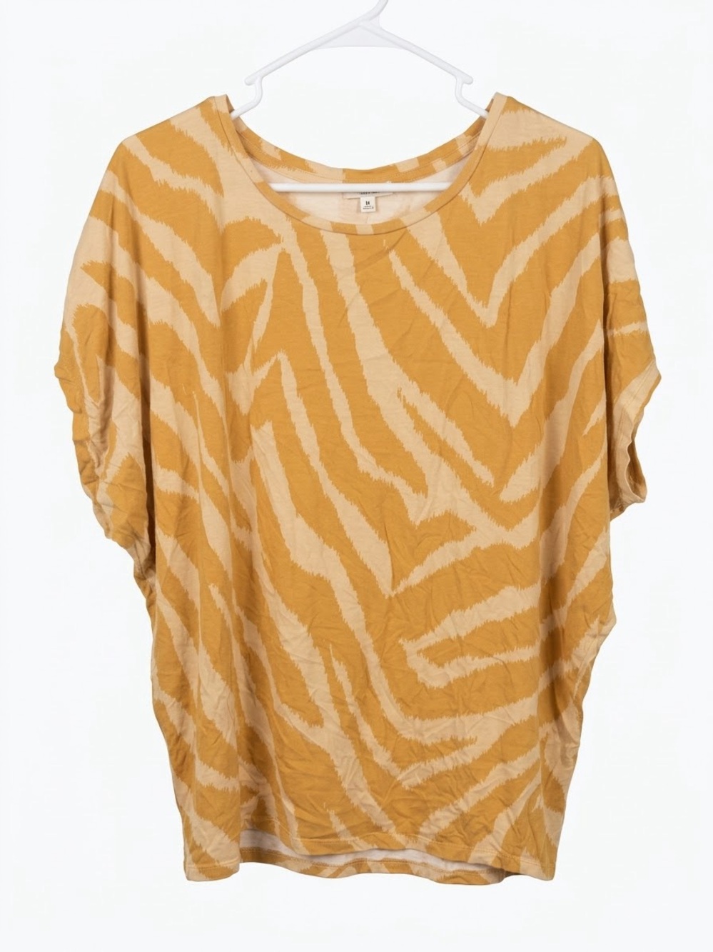 Wonderly mustard & cream zebra striped dolman sleeve loose top